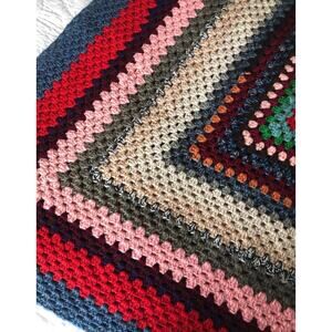 American Vintage Hand Crocheted blanket multi coloured 66"x66"